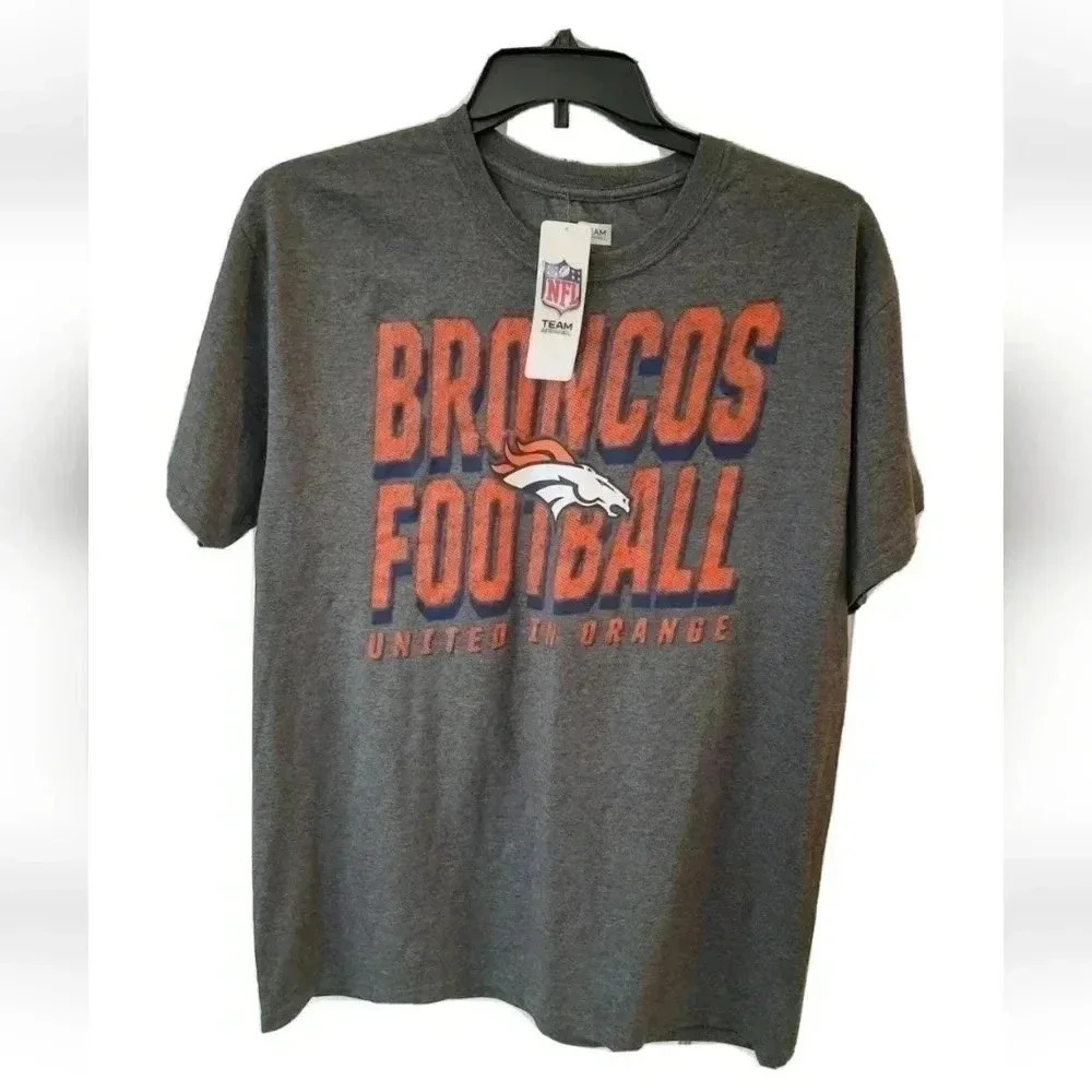 Denver Broncos NFL Team Apparel T-Shirt NWT Men’s Large Gray Tee